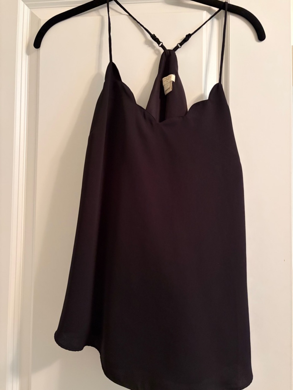 J. Crew Black Scallop-Edge Silk Camisole Tank